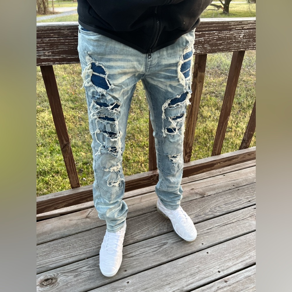 •Light & Dark• Distressed Relaxed Fit Jeans by GRINDHOUSE